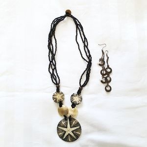 Starfish Spider Shell Bead Necklace Set